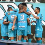 Ivan Scarpeta de Jaguares de Córdoba celebra su gol contra el Unión Magdalena durante partido por la fecha 12 entre Jaguares de Córdoba y Unión Magdalena como parte de la Liga BetPlay DIMAYOR I 2022 jugado en el estadio Jaraguay de Montería. Foto: VizzorImage / Andrés Felipe López / Contribuidor