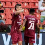 Michael Rangel de Deportes Tolima celebra despues anotar el gol a Aguilas Doradas Rionegro durante partido de la fecha 15 entre Deportes Tolima y Aguilas Doradas Rionegro por la Liga BetPlay DIMAYOR I 2022, en el estadio Manuel Murillo Toro de la ciudad de Ibague. Foto: VizzorImage / Juan Torres / Cont.