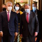 El secretario general de la ONU, António Guterres, expresó este miércoles al presidente colombiano, Iván Duque . Foto Presidencia