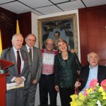 De izquierda a derecha, Miguel Álvarez de los Ríos, Augusto León Restrepo, Jaime Ramírez Rojas, Marta Lucía Eastman Vélez, Jorge Mario Eastman Vélez y Jaime Osorio, presidente del Concejo de Anserma.