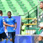 Antony Vasquez de Águilas Doradas celebra después de anotar el primer gol de su equipo durante partido entre Deportivo Cali y Águilas Doradas por la fecha 17 de la Liga BetPlay DIMAYOR I 2022 jugado en el estadio Deportivo Cali de la ciudad de Palmira. Fotos: VizzorImage / Nelson Ríos / Cont.