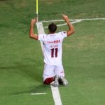 Ánderson Plata celebra gol del Deportes Tolima en la victoria ante el América Mineiro brasileño