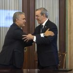 El presidente Duque garantizó este viernes su apoyo "total" e "irrestricto" al Gobierno de la República Dominicana en su lucha contra el narcotráfico y el crimen organizado. EFE/ Orlando Barría