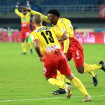 Jherson Mosquera del Deportivo Pereira celebra su gol contra el Unión Magdalena durante partido por la fecha 18 entre Deportivo Pereira y Union Magdalena como parte de la Liga BetPlay DIMAYOR I 2022 jugado en el estadio Hernán Ramírez de Pereira. Foto: VizzorImage / Pablo Bohórquez / Contribuidor