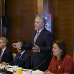 “Reino Unido es el inversionista número uno de este continente en nuestro país” y es “la tercera mayor fuente de inversión extranjera directa en Colombia”, destacó Iván Duque. Foto: Nicolás Galeano – PRESIDENCIA