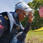 Soldados del Batallón de Ingenieros de Desminado Humanitario No.5