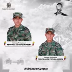 Soldados Fernando Aragonez Nomelin y Carlos Javier Toquica Garzón