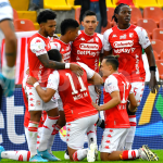 Un solitario gol de Harold Rivera en la primera parte le bastó a Independiente Santa Fe para irse con sus primeros tres puntos en la Liga al derrotar al Cortuluá. Foto DIMAYOR