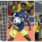 Combo de tres fotografías de archivo de las jugadoras colombianas Leicy Santos (i), Linda Caicedo (c) y Mayra Ramírez. Leicy Santos, Linda Caicedo y Mayra Ramírez constituyen la fuerza ofensiva de la selección colombiana que viene de menos a más en la Copa América femenina de la que son anfitrionas y con la que toda la plantilla sueña desde ya en el partido de la final. EFE/Archivo