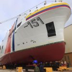 El BICM, el buque más grande construido en la historia naval de Colombia, desarrollará labores de oceanografía, hidrografía y geofísica, además de protección de la vida humana en el mar, soporte para ayudas a la navegación, asistencia humanitaria, apoyo logístico y protección del medio ambiente marino. EFE/ Ricardo Maldonado Rozo