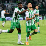 Jugadores del Atletico Nacional celebran una de las anotaciones en el triunfo 3-2 ante pasto.Foto Dimayor