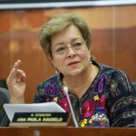 La ministra del Trabajo, Gloria Inés Ramírez en el debate de control político de Presupuesto para la vigencia 2022-2023, que tuvo lugar en la Comisión séptima de Senado
