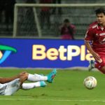 La novena fecha de la Liga Colombiana 2022-II inició con el empate 1-1 entre Once Caldas y América de Cali en el Palogrande de Manizales. Foto Dimayor