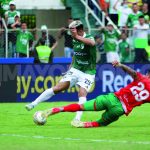 Deportivo Cali no pudo igualar el marcador y a 10 minutos del final recibió el 2-0 en un penal ejecutado por Feiver Mercado. Foto DIMAYOR