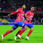 César Quintero se convirtió en el héroe del conjunto nariñense con un gol sobre el final del partido. El cuadro Pijao quedó virtualmente eliminado Foto DIMAYOR
