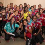 Jugadoras y entrenador de la Selección Colombiana  en el Palacio de Nariño. Foto PRESIDENCIA
