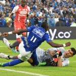 Millonarios empató 1-1 con Santa Fe en el estadio El Compín el cual dio apertura al Grupo A de los cuadrangulares finales del fútbol colombiano. Foto Dimayor