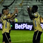 Marco Pérez celebra su gol ante el Boyacá Chicó / Dimayor.