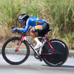 Juliana Londoño, con un tiempo de 19:05, se convirtió en la nueva campeona junior de la CRI. Foto: Fedeciclismo