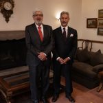 Foro Empresarial India-Colombia que se desarrolló este jueves en Bogotá, los ministros de Comercio, Industria y Turismo de Colombia, Germán Umaña Mendoza, y de Asuntos Exteriores de India, Subrahmanyam Jaishankar .Foto Mincomercio