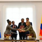 Colombia y España firmaron este jueves ocho instrumentos de cooperación en distintas materias, luego de la reunión entre el Presidente Gustavo Petro, y el Presidente del Gobierno español, Pedro Sánchez, en el Palacio de la Moncloa..Foto Andrea Puentes/Presiidencia