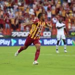 Eduardo Sosa, celebra el tercer gol del Deportes Tolima Foto Twitter @cdtolima.