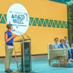 La ministra del medio Ambiente, Susana Muhamad interviene en la IV plenaria en el marco de la CupuladaAmazonia en Belém do Pará. Foto Minambiente
