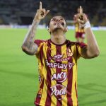 Yeison Guzmán, celebra el gol del triunfo del Tolima / Twitter: @cdtolima.