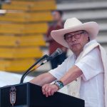 Desde Pitalito, Huila, en medio de un encuentro con productores cafeteros. Foto Presidencia
