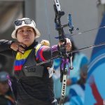 Recurvo Individual Femenino, en la fotografía la deportistaAna Maria Rendon de Colombia, en el Centro de Tiro con Arco, por los Juegos Panamericanos Santiago 2023. Fotógrafo / Panam Sports via Xpress Media.
