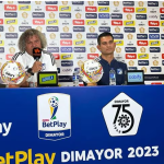 Alberto Gamero y Davis Mackalister Silva en rueda de prensa previo a la final de la Copa Colombia 2023
