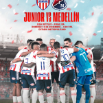 Junior y Medellín comienzan a definir el nuevo campeón del fútbol colombiano este domingo en Barranquilla