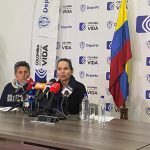 La ministra, Astrid Bibiana Rodríguez, en la rueda de prensa Juegos Panamericanos y Parapanamericanos 2027.