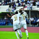 Dayro Moreno festeja el tanto del triunfo 2-1  para el Once Caldas. Foto Dimayor