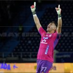 El aquero del Atlético Junior Santiago Mele ,celebra el triunfo de su equipo 3-0 sobre el DIM.Foto Dimayor