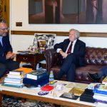 Presidente de la JEP, magistrado Roberto Vidal, en reunión con la OEA. Foto cortesía