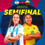 Albicelestes y Cafeteras protagonizan la primera semifinal de la CONMEBOL Copa América Femenina 2025.Foto Conmebol
