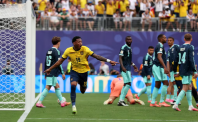 East Rutherford, Nueva Jersey - 25 DE junio: Gonzalo Plata #19 de Ecuador celebra el segundo gol de su equipo durante el partido del Grupo E de la Copa Mundial de la FIFA 2026 entre Ecuador y Alemania en el Estadio de Nueva York, Nueva Jersey, el 25 de junio de 2026 en East Rutherford, Nueva Jersey. (Foto de Patrick Smith - FIFA/FIFA vía Getty Images)