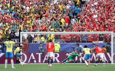 East Rutherford, Nueva Jersey - 5 de julio: Bruno Guimaraes #8 de Brasil falla un penalti durante el partido de octavos de final de la Copa Mundial de la FIFA 2026 entre Brasil y Noruega en el New York New Jersey Stadium el 5 de julio de 2026 en East Rutherford, Nueva Jersey. (Foto de Buda Mendes/Getty Images)