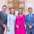El senador Manuel Virgüez Piraquive, la representante Maritza Álvarez, la senadora Ana Paola Agudelo y el senador Carlos Eduardo Guevara miembros de la Bancada del Partido MIRA en el Congreso