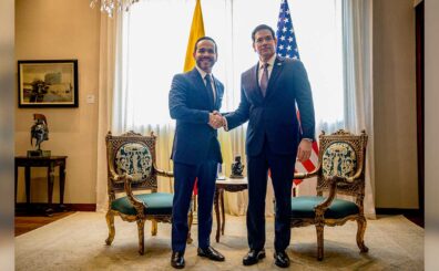 ​El Presidente Abelardo De La Espriella y el Secretario de Estados Unidos, Marco Rubio durante el encuentro bilateral​ en la sede alterna de la Presidencia en Barranquilla.