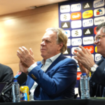 Conferencia de prensa ofrecida este lunes 14 de septiembre por el presidente de la FCF, Ramón Jesurun, y el alcalde de Cali, Alejandro Eder, con motivo del anuncio de los partidos correspondientes a la fecha FIFA de noviembre. Foto FCF