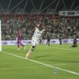 Yorleys Mena festeja con euforia tras abrir el marcador al minuto 15, un tanto que desató la locura en el estadio Bello Horizonte y cimentó el camino del triunfo ante Atlético Nacional.@ClubLlanerosFC