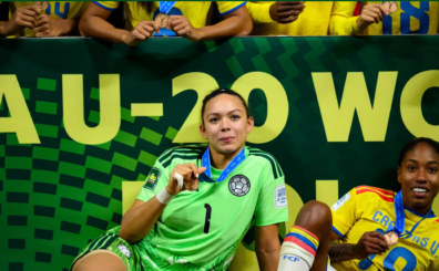 Con una actuación heroica en los penales frente a Italia en Łódź, la arquera caleña,Luisa Agudelo aseguró el bronce histórico para Colombia en la Copa Mundial Femenina Sub-20.(Foto de Martín Fonseca/Eurasia Sport Images/Getty Images)