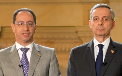 Vicepresidente José Manuel Restrepo y Ministro de hacienda, Miguel Gómez Martínez.