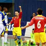 Los jugadores de la Selección Colombia celebran la victoria.