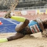 Colombia's Caterine Ibarguen competes during the Triple Jump Women's event of the IAAF Diamond League Bauhaus Athletics meeting at the Stockholm Olympic Stadium on July 30, 2015.  AFP PHOTO / JONATHAN NACKSTRAND