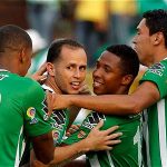 Jugadores de Nacional celebran Goleada al Bucaramanga