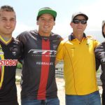 Carlos Ramírez; Carlos Mario Oquendo; German Medina (entrenador) y Mariana Pajón.