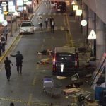 Bodies are seen outside Turkey's largest airport, Istanbul Ataturk, Turkey, following a blast